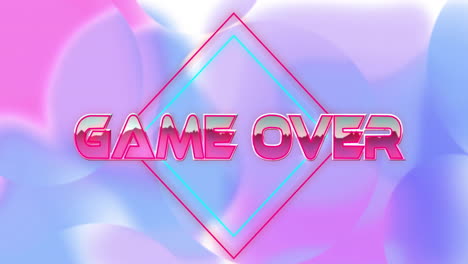 Animation-of-game-over-text-over-purple-shapes