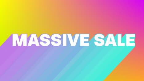 Animation-of-massive-sale-text-on-colourful-background