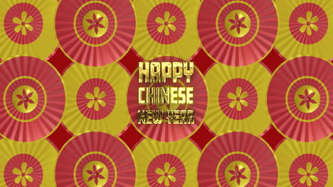 Animation-Eines-Glücklichen-Chinesischen-Neujahrs-über-Laternen-Und-Chinesischem-Muster-Auf-Gelbem-Hintergrund