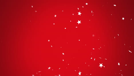 Animación-De-Estrellas-Iluminadas-Volando-Sobre-Fondo-Rojo
