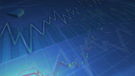 Animation-Von-Statistiken-Und-Datenverarbeitung-Auf-Blauem-Hintergrund