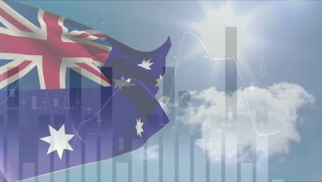 Animation-Der-Finanzdatenverarbeitung-über-Der-Flagge-Australiens