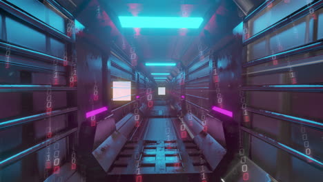 Animation-of-data-processing-over-futuristic-corridor