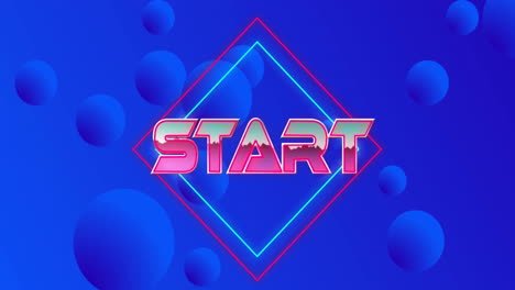 Animation-of-start-text-over-blue-shapes-on-blue-background