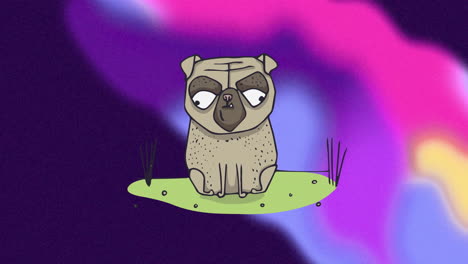 Animation-Eines-Süßen-Braunen-Hundes-Auf-Buntem-Hintergrund