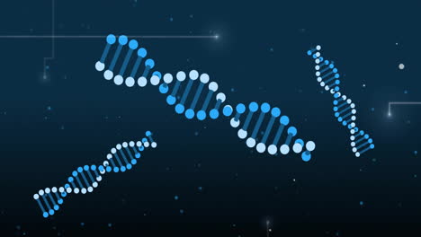Animation-Von-Lichtspuren-über-DNA-Strang-Auf-Schwarzem-Hintergrund