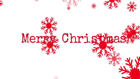 Animation-of-merry-christmas-text-over-snow-falling-on-white-background