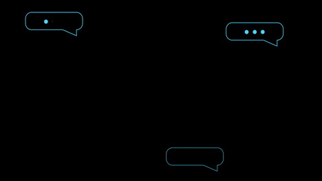 Animation-of-ai-data-processing-in-speech-bubbles-over-black-background