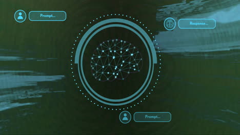 Animation-Des-Menschlichen-Gehirns-Und-Der-KI-Datenverarbeitung-Auf-Grünem-Hintergrund