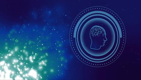 Animation-Des-Menschlichen-Gehirns-Und-Der-KI-Datenverarbeitung-Auf-Blauem-Hintergrund