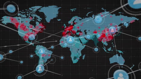 Animación-De-Red-De-Conexiones-Con-íconos-Sobre-El-Mapa-Mundial
