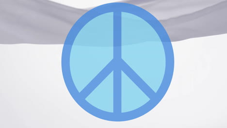 Animation-of-peace-symbol-and-floating-cloth-on-white-background