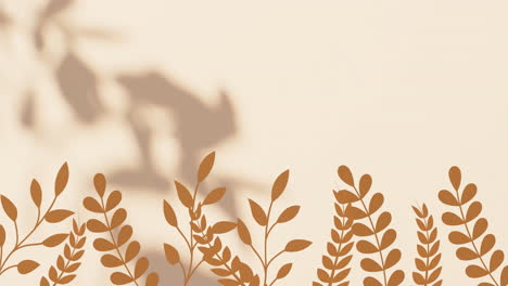 Animation-of-shadow-of-leaves-and-plants-on-beige-background
