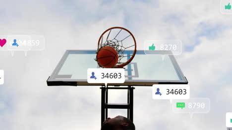 Animation-Der-Digitalen-Datenverarbeitung-über-Verschiedene-Basketballspieler