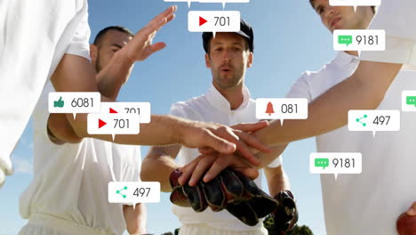 Animation-Der-Digitalen-Datenverarbeitung-über-Verschiedene-Cricketspieler-Auf-Dem-Feld