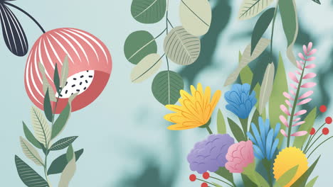 Animation-Von-Bunten-Pflanzen-Und-Blumen-über-Schatten