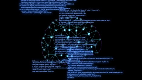 Animation-of-human-brain-and-ai-data-processing-over-black-background
