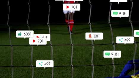 Animation-Der-Digitalen-Datenverarbeitung-über-Verschiedene-Fußballspieler-Auf-Dem-Feld