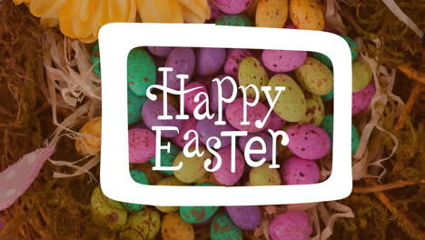Animation-of-happy-easter-text-over-colourful-easter-eggs