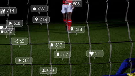 Animation-Der-Digitalen-Datenverarbeitung-über-Verschiedene-Fußballspieler-Auf-Dem-Feld