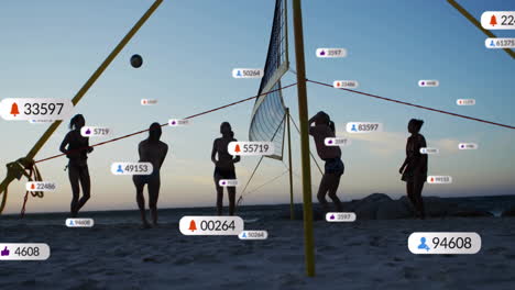 Animación-Del-Procesamiento-De-Datos-Digitales-Sobre-Diversos-Jugadores-De-Voleibol-De-Playa.