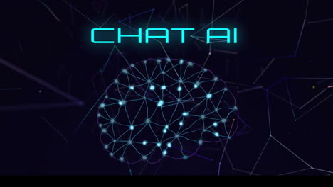 Animation-Des-Menschlichen-Gehirns-Und-Der-Chat-KI-Datenverarbeitung-Auf-Schwarzem-Hintergrund