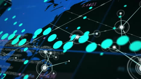 Animation-Von-Netzwerken-Und-Digitaler-Datenverarbeitung-über-Einer-Weltkarte