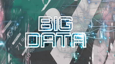 Animation-Eines-Big-Data-Textes,-Netzwerk-Von-Verbindungen-über-Die-Verarbeitung-Finanzieller-Daten