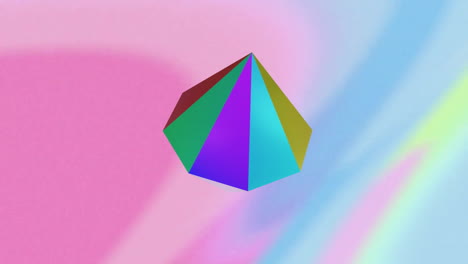 Animation-Einer-Rotierenden-3D-Metall-Diamantform-Auf-Unscharfem-Pastellfarbenem-Hintergrund