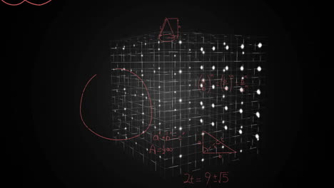 Animation-Von-Lichtspuren-Und-Mathematischer-Datenverarbeitung-Auf-Schwarzem-Hintergrund