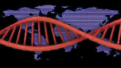 Animación-De-La-Cadena-De-ADN-Y-Procesamiento-De-Datos-En-El-Mapa-Mundial.