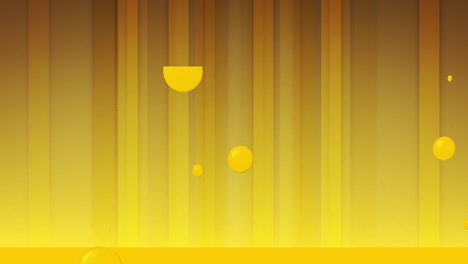 Animation-Von-Gelben-Blasen,-Die-Ein-Fenster-über-Einer-Gelb-Gestreiften-Tapete-Mit-Gelbem-Balken-Füllen