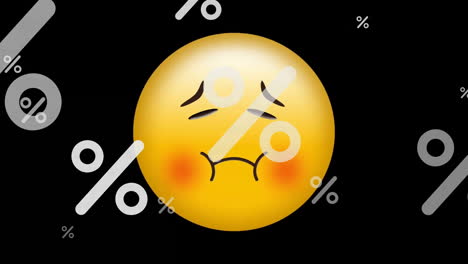 Animation-Eines-Verlegenen-Emoji-Symbols-Mit-Prozent-Auf-Schwarzem-Hintergrund