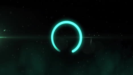 Animation-of-green-neon-circle-and-data-processing-over-dark-background
