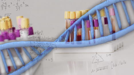 Animation-of-samples-in-lab-and-dna-strand-over-mathematical-equations