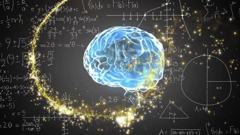 Animation-of-brain-and-light-trail-over-mathematical-equations
