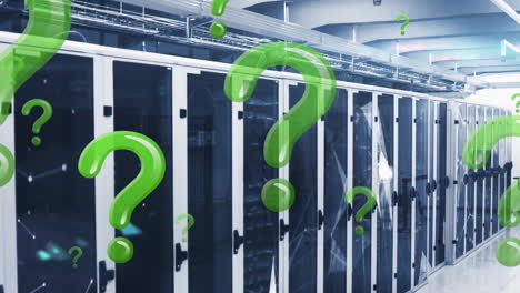 Animation-of-green-question-marks-and-data-processing-over-computer-servers