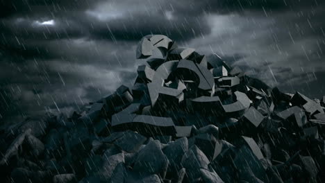 Animation-of-broken-dollar-symbols-over-rainy-clouds