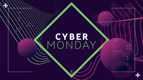 Animation-of-cyber-monday-text-over-globes-on-black-background
