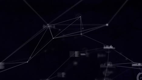 Animation-Eines-Verbindungsnetzwerks-Mit-Leuchtenden-Punkten-Auf-Dunklem-Hintergrund