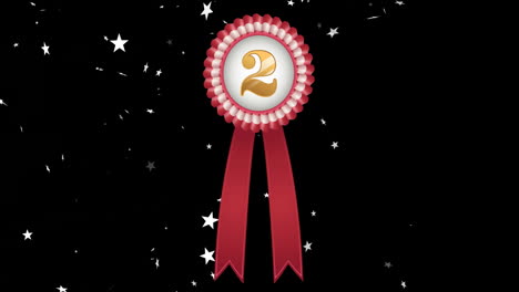 Animation-of-stars-over-2nd-place-medal-on-black-background