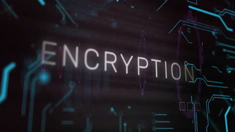 Animation-of-encryption-text-and-data-processing-over-black-background