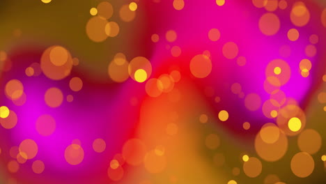 Animation-of-orange-glowing-spots-over-vibrant-abstract-background