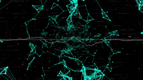 Animation-of-data-processing-over-network-of-connections-on-black-background