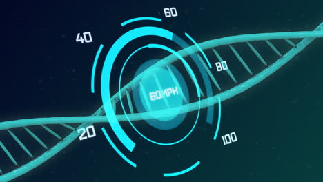 Animation-Des-DNA-Strangs-Und-Der-Datenverarbeitung-über-Den-Umfang