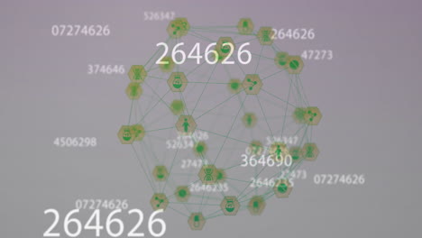 Animation-Des-Netzwerks-Von-Verbindungen-Mit-Symbolen-Und-Datenverarbeitung-Auf-Weißem-Hintergrund