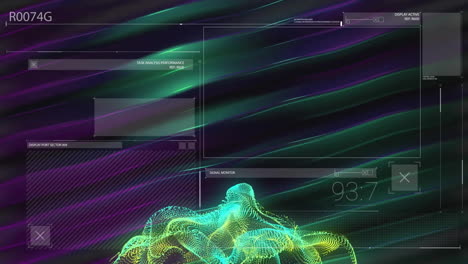 Animation-of-light-trails-and-data-processing-over-screen