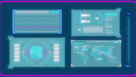 Animation-Des-Oszilloskop-Scannens-Mit-Datenverarbeitung-Auf-Blauem-Hintergrund