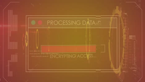 Animation-of-data-processing-and-scope-scanning-on-orange-background