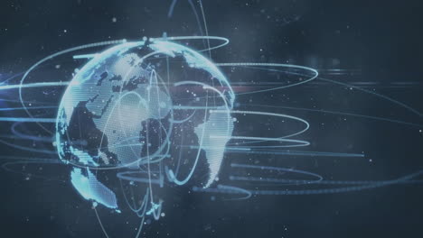 Animation-Eines-Verbindungsnetzwerks-Mit-Globus-Auf-Schwarzem-Hintergrund